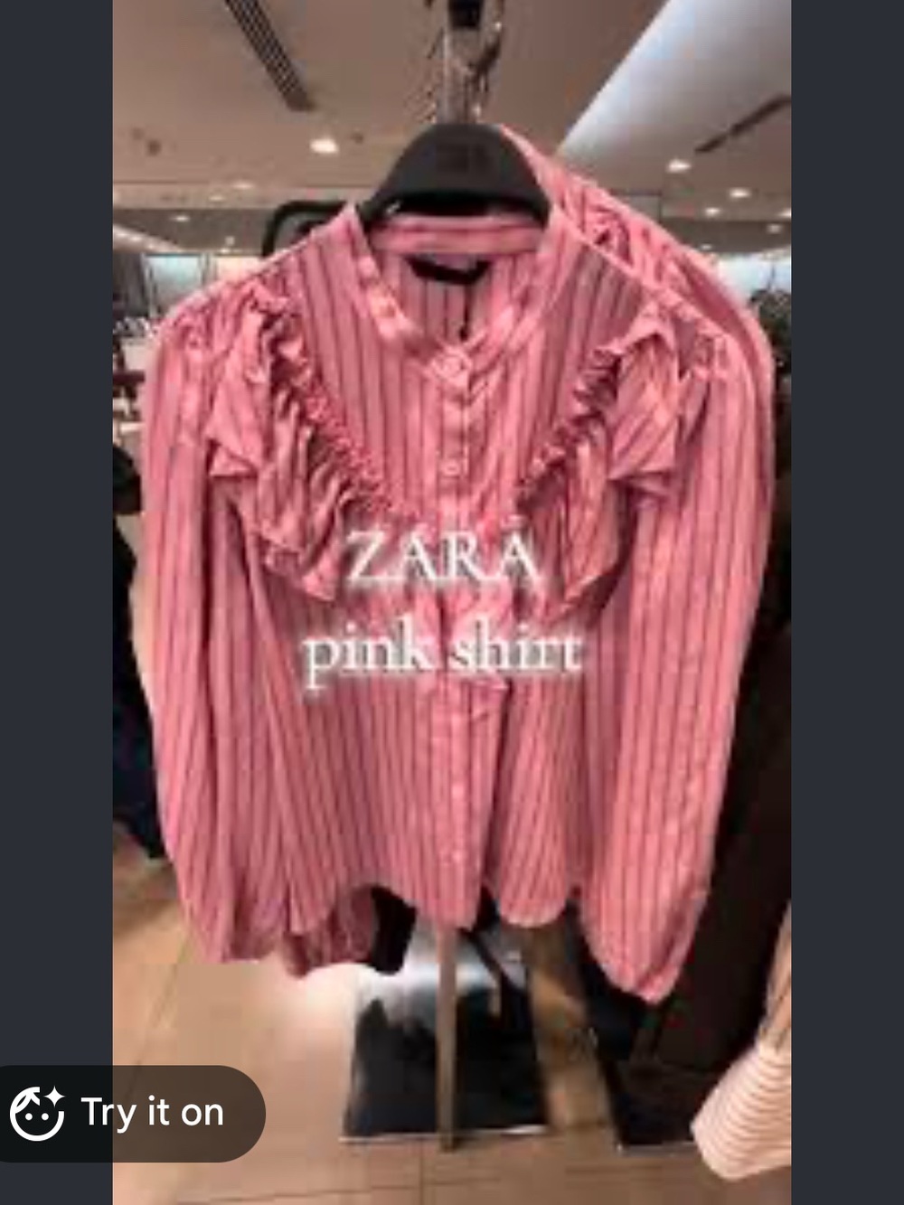 Zara Pink Striped Ruffled Button-Down Shirt - Picture 3 of 3
